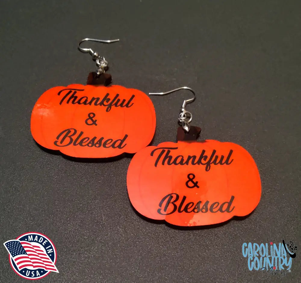 Thankful & Blessed - Orange Earrings