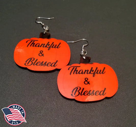 Thankful & Blessed - Orange Earrings