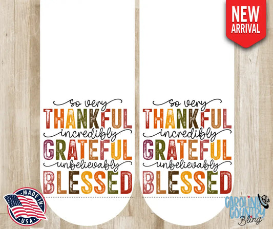 Thankful Grateful Blessed – Multi Socks