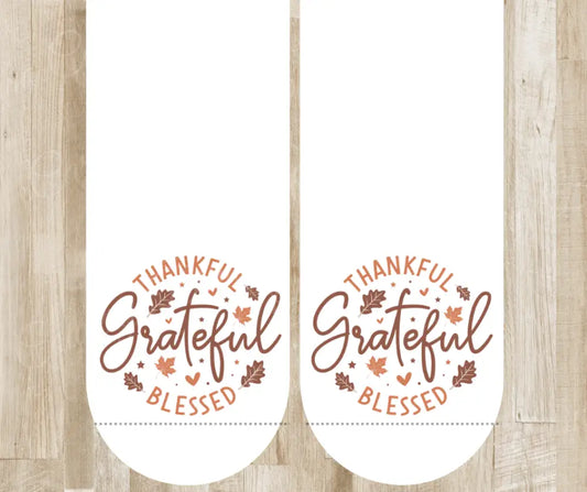 Thankful Grateful Blessed – White Socks