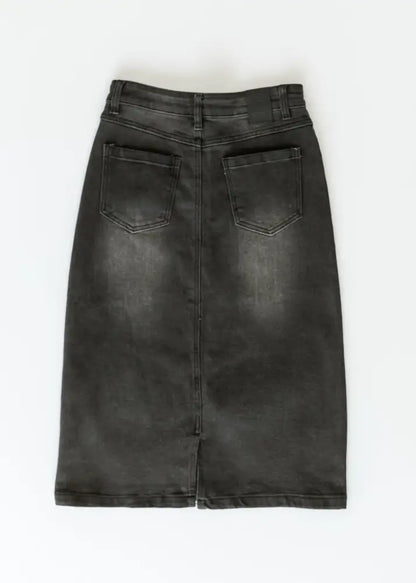 Tiffany Black Denim Midi Skirt - FINAL SALE - IC Skirts