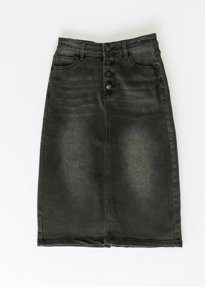 Tiffany Black Denim Midi Skirt - FINAL SALE - IC Skirts