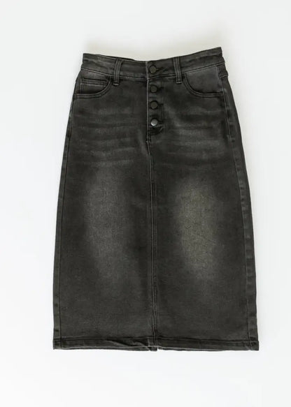Tiffany Black Denim Midi Skirt - FINAL SALE - IC Skirts
