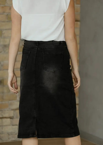 Tiffany Black Denim Midi Skirt - FINAL SALE - IC Skirts