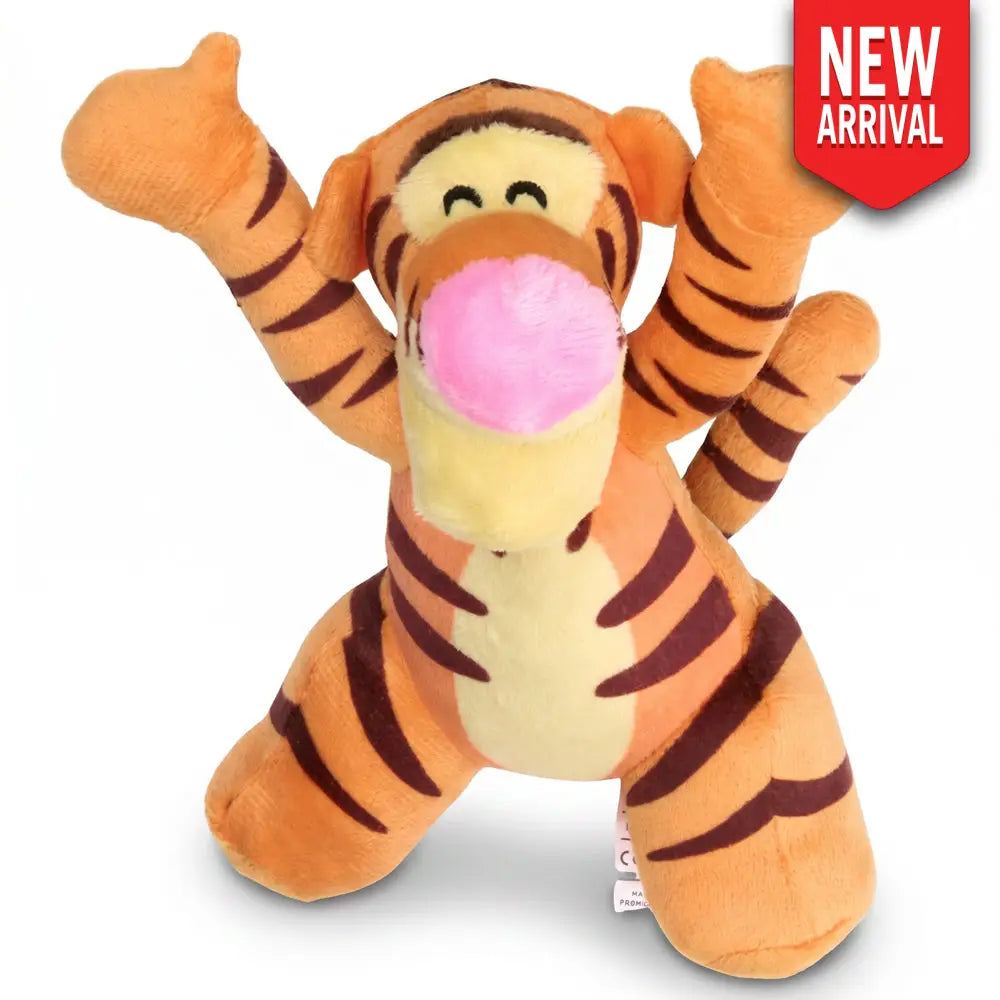 Dog Toy Squeaker Plush - Winnie the Pooh Tiggers Arms Up Sitting Pose - Dog Toy Squeaky Plush