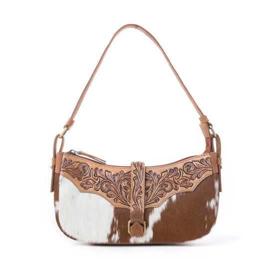 Myra Yellowstone Timberline Handtooled Bag in Walnut Brown - Walnut Brown - Bags