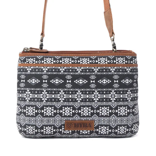 Myra Tribal Hollow Cotton & Leather Crossbody Bag in Midnight Onyx - Midnight Onyx - Bags