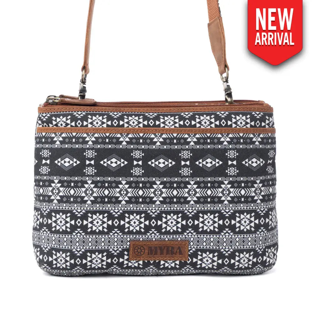 Myra Tribal Hollow Cotton & Leather Crossbody Bag in Midnight Onyx - Midnight Onyx - Bags