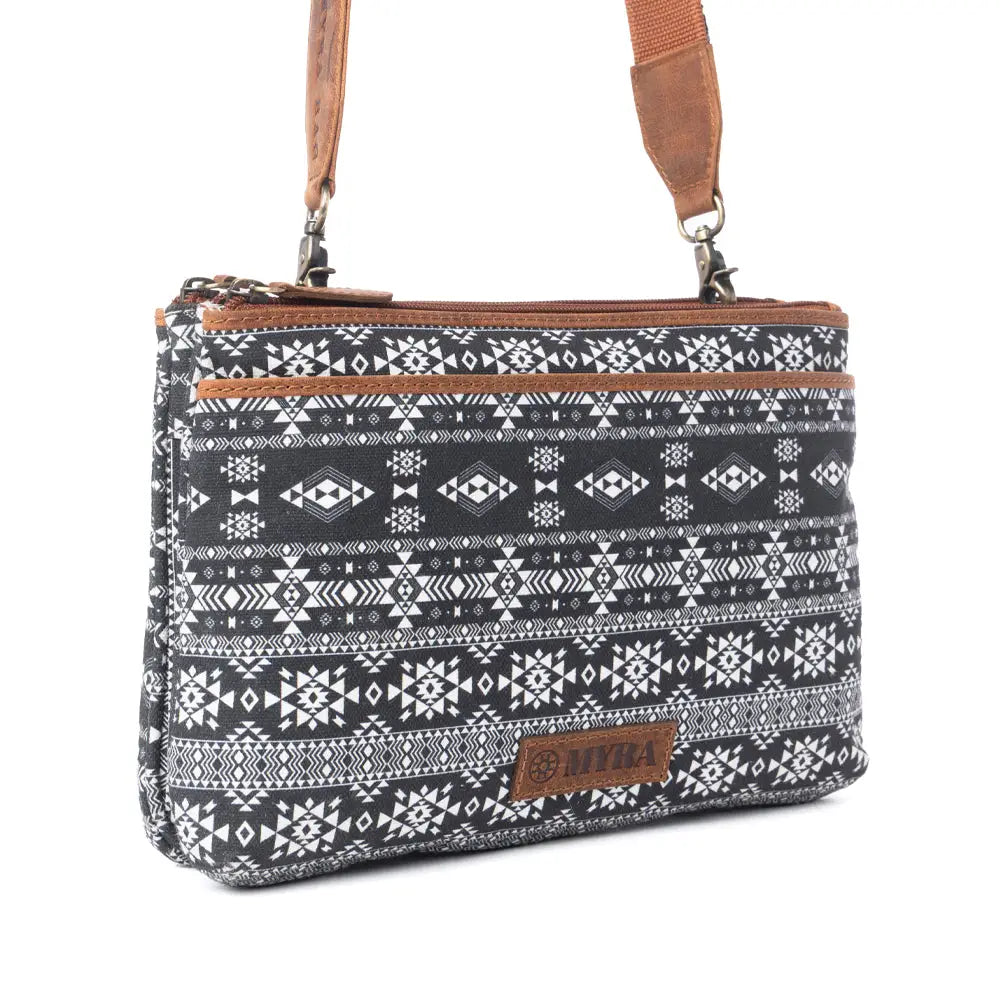 Myra Tribal Hollow Cotton & Leather Crossbody Bag in Midnight Onyx - Midnight Onyx - Bags