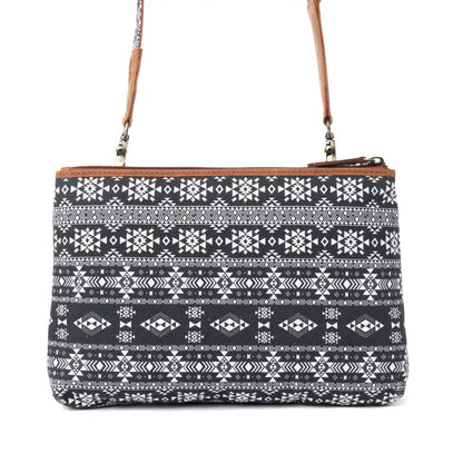 Myra Tribal Hollow Cotton & Leather Crossbody Bag in Midnight Onyx - Midnight Onyx - Bags