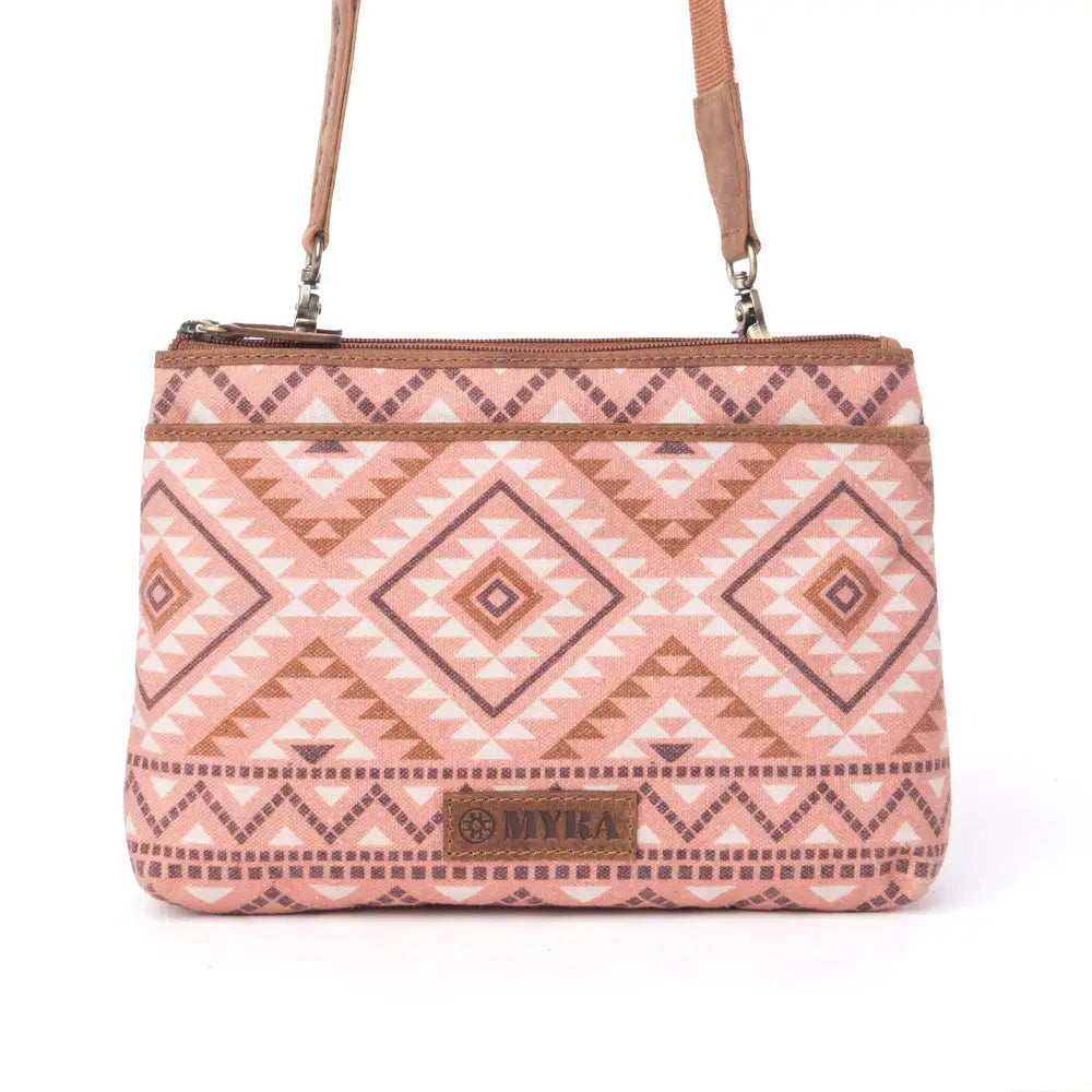 Myra Tribal Hollow Cotton & Leather Crossbody Bag in Terra Cider - Terra Cider - Bags