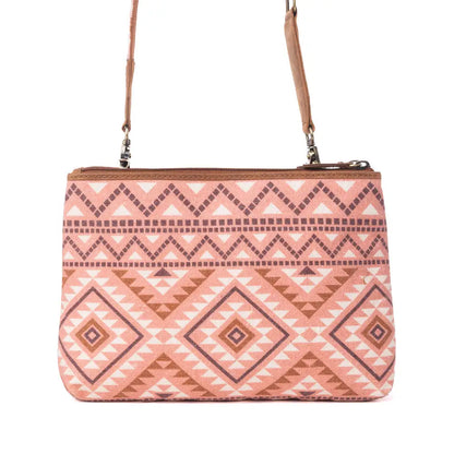 Myra Tribal Hollow Cotton & Leather Crossbody Bag in Terra Cider - Terra Cider - Bags