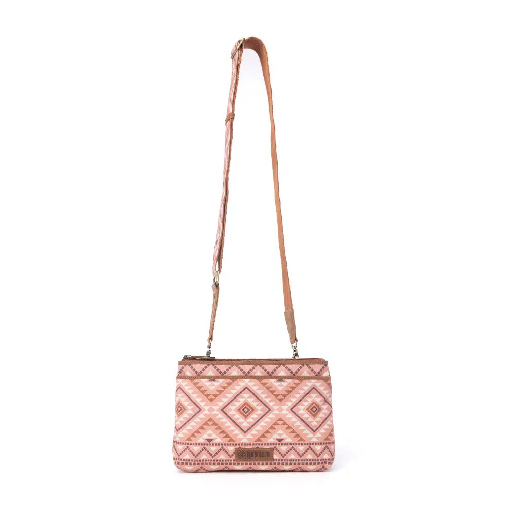 Myra Tribal Hollow Cotton & Leather Crossbody Bag in Terra Cider - Terra Cider - Bags