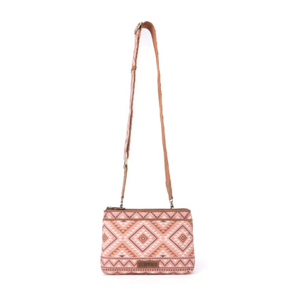Myra Tribal Hollow Cotton & Leather Crossbody Bag in Terra Cider - Terra Cider - Bags