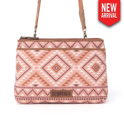 Myra Tribal Hollow Cotton & Leather Crossbody Bag in Terra Cider - Terra Cider - Bags