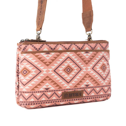 Myra Tribal Hollow Cotton & Leather Crossbody Bag in Terra Cider - Terra Cider - Bags
