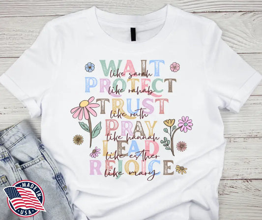 Trust Pray Rejoice – White Small / Short Shirt