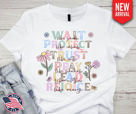 Trust Pray Rejoice – White Small / Short Shirt