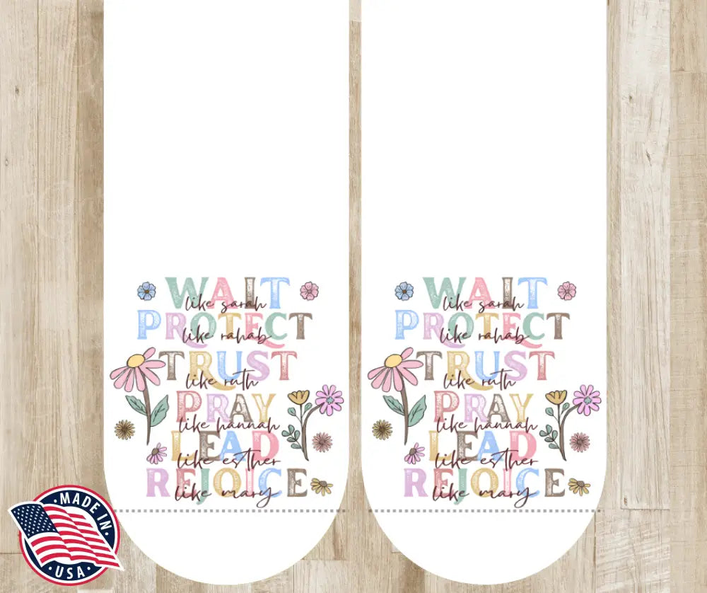 Trust Pray Rejoice – White Socks