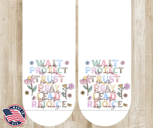 Trust Pray Rejoice – White Socks