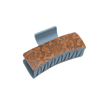 Turquoise Trails Hair Comb Clip - Brown Embossed - jewelry