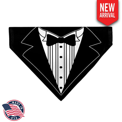 Pet Bandana - Tuxedo Shirt Print Black/White - Pet Bandanas