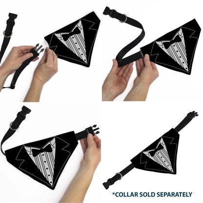 Pet Bandana - Tuxedo Shirt Print Black/White - Pet Bandanas