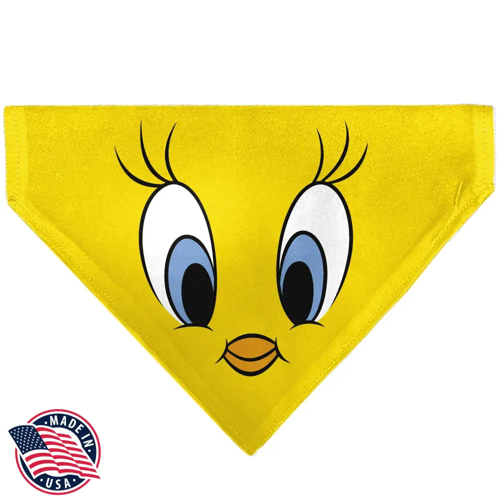 Pet Bandana - LOONEY TUNES Tweety Bird Face Close-Up Yellow - Pet Bandanas