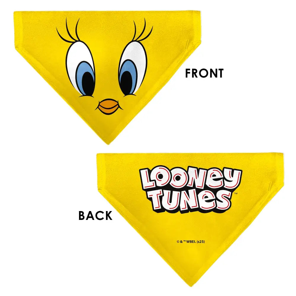 Pet Bandana - LOONEY TUNES Tweety Bird Face Close-Up Yellow - Pet Bandanas