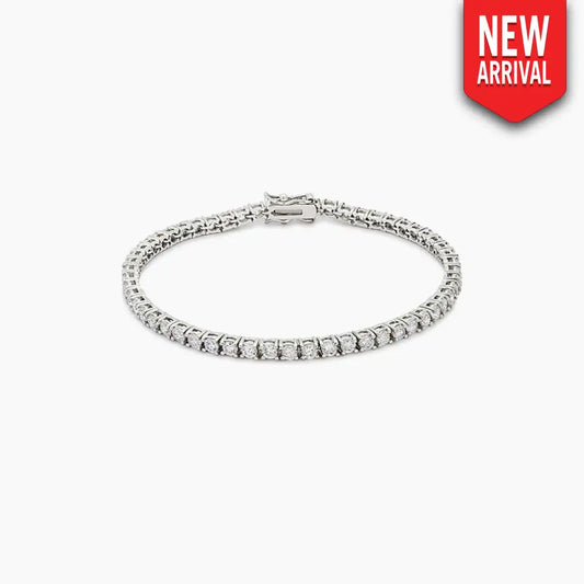 Silvertone Finish Victorian Cubic Zirconia Tennis 8 Inch Bracelet - Bracelets