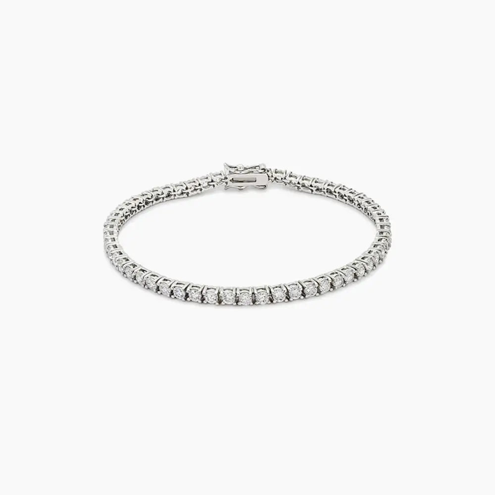 Silvertone Finish Victorian Cubic Zirconia Tennis 8 Inch Bracelet - Bracelets