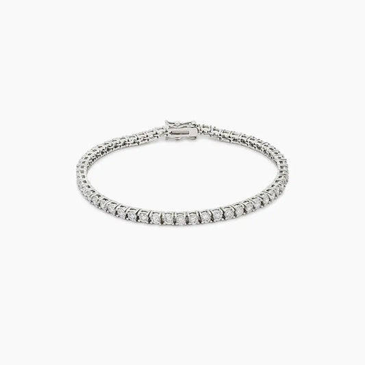 Silvertone Finish Victorian Cubic Zirconia Tennis 8 Inch Bracelet - Bracelets