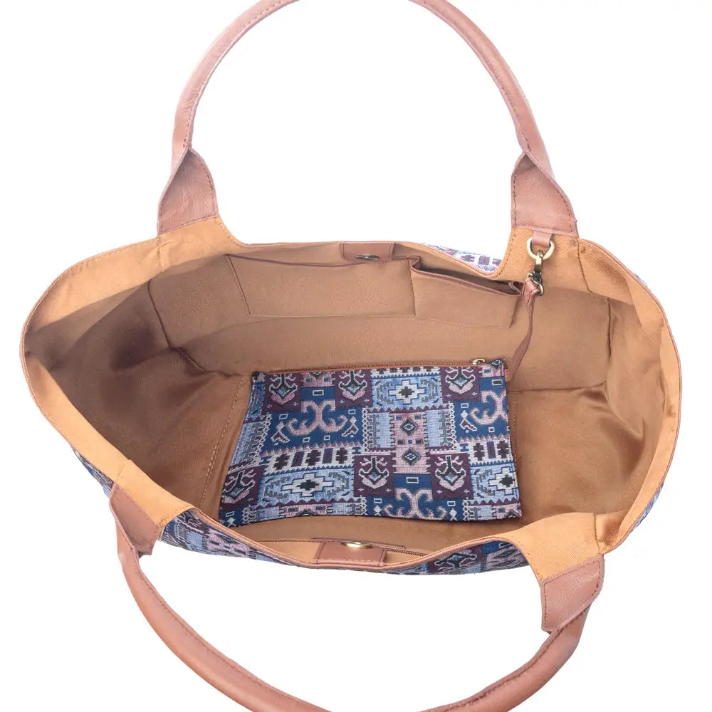 Myra Wagon Trail Jacquard Tote Bag in Dusty Lilac - Dusty Lilac - Bags