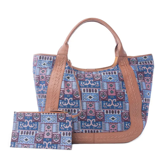 Myra Wagon Trail Jacquard Tote Bag in Dusty Lilac - Dusty Lilac - Bags