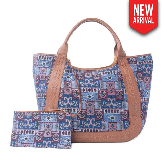 Myra Wagon Trail Jacquard Tote Bag in Dusty Lilac - Dusty Lilac - Bags