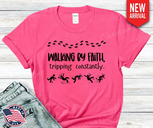 Walking By Faith – Multi Small / Short / Pink Shirt