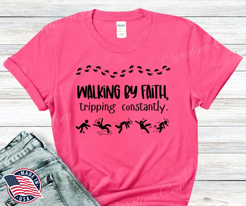 Walking By Faith – Multi Small / Short / Pink Shirt