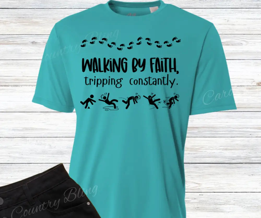 Walking By Faith – Multi Small / Short / Teal Shirt