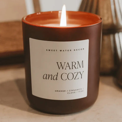 Warm and Cozy Soy Candle - Brown Matte Jar - 15 oz - Candles