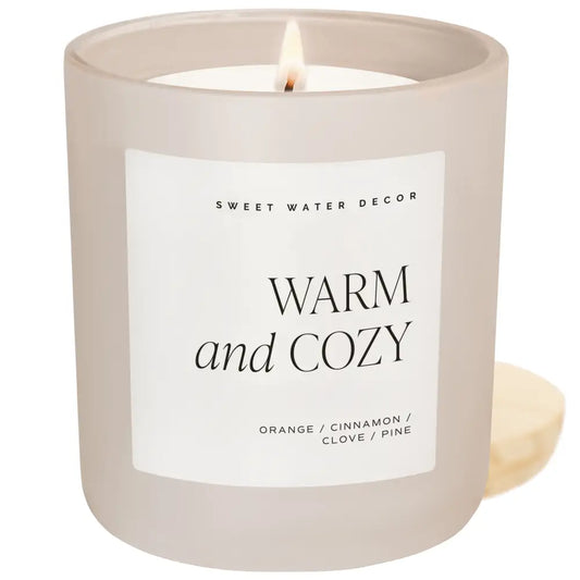 Warm and Cozy Soy Candle - Tan Matte Jar - 15 oz - Candles