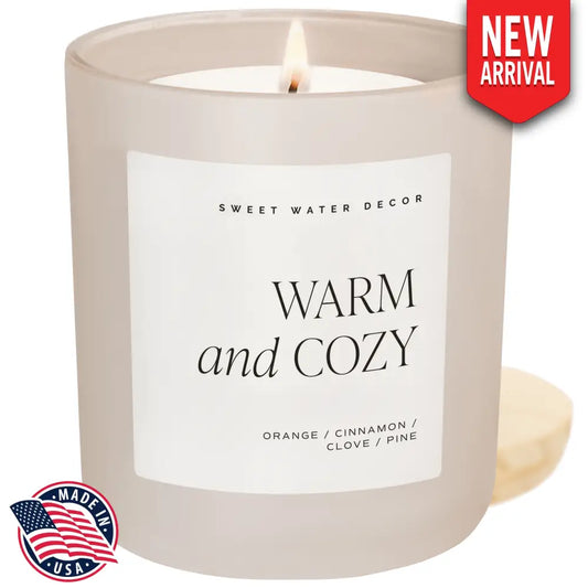 Warm and Cozy Soy Candle - Tan Matte Jar - 15 oz - Candles
