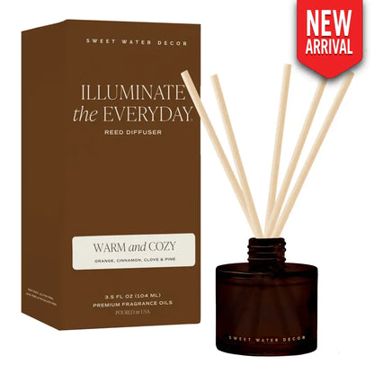 Warm and Cozy Amber Tinted Glass Jar Reed Diffuser - Reed Diffusers
