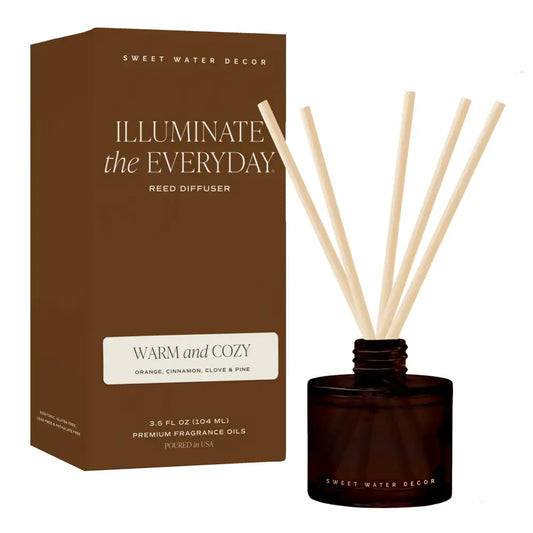 Warm and Cozy Amber Tinted Glass Jar Reed Diffuser - Reed Diffusers