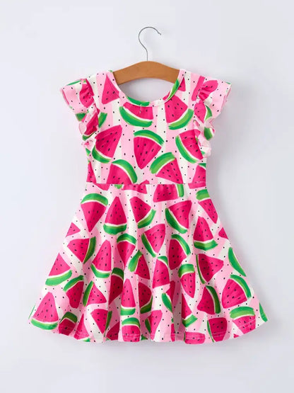 Summer Watermelon Pattern Girls Dress Dress