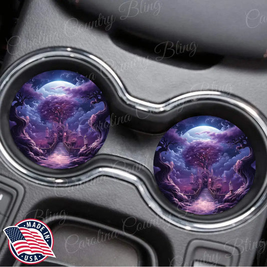 Welcome The Night Purple Car Coaster