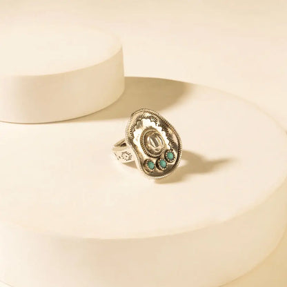 Myra Western Crown Ring in Turquoise - Turquoise - JEWELLRY