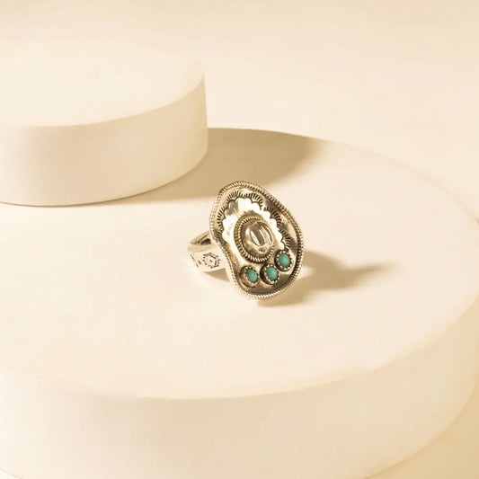Myra Western Crown Ring in Turquoise - Turquoise - JEWELLRY