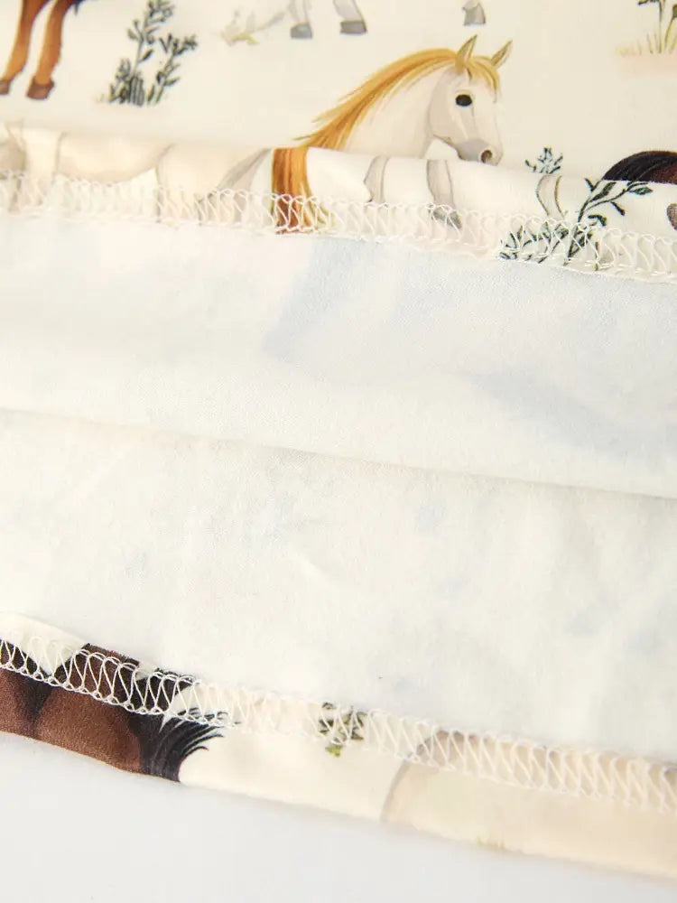 Western Horse Print Long Sleeve Dress Dress