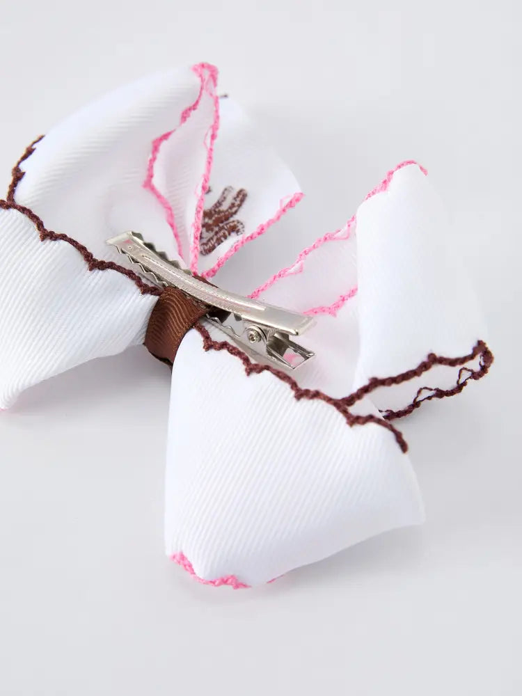Western Horse Embroidery Ruffle Edge Girls Hairpin 4 Inch - ACG60274 - Bows