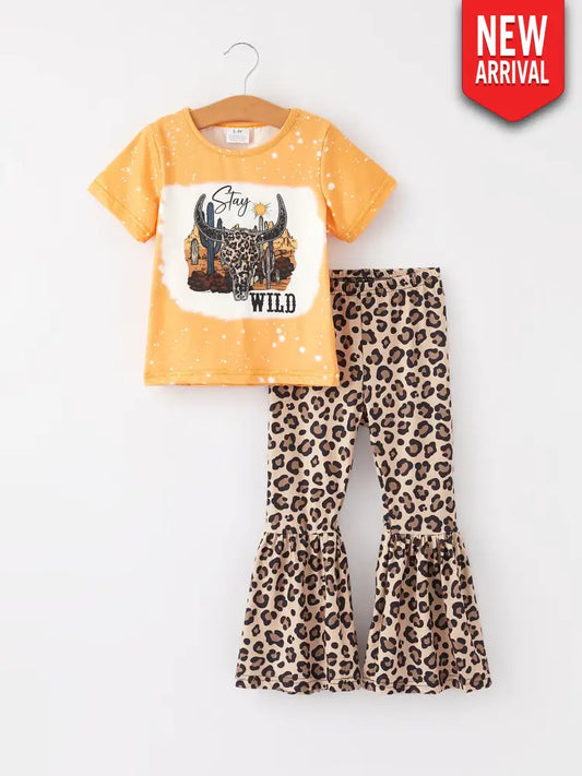Western Leopard Print Girls Set Outfit